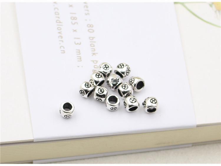Jiudai Jewelry 4.5MM S925 Sterling Silver Thai Oxidized Spacer Beads for DIY Handmade Accessories