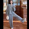 Extra Plus Size Men's Casual Sports Sweater Suit Women's Spring and Autumn High-waisted Wide-leg Pants Two-piece Suit