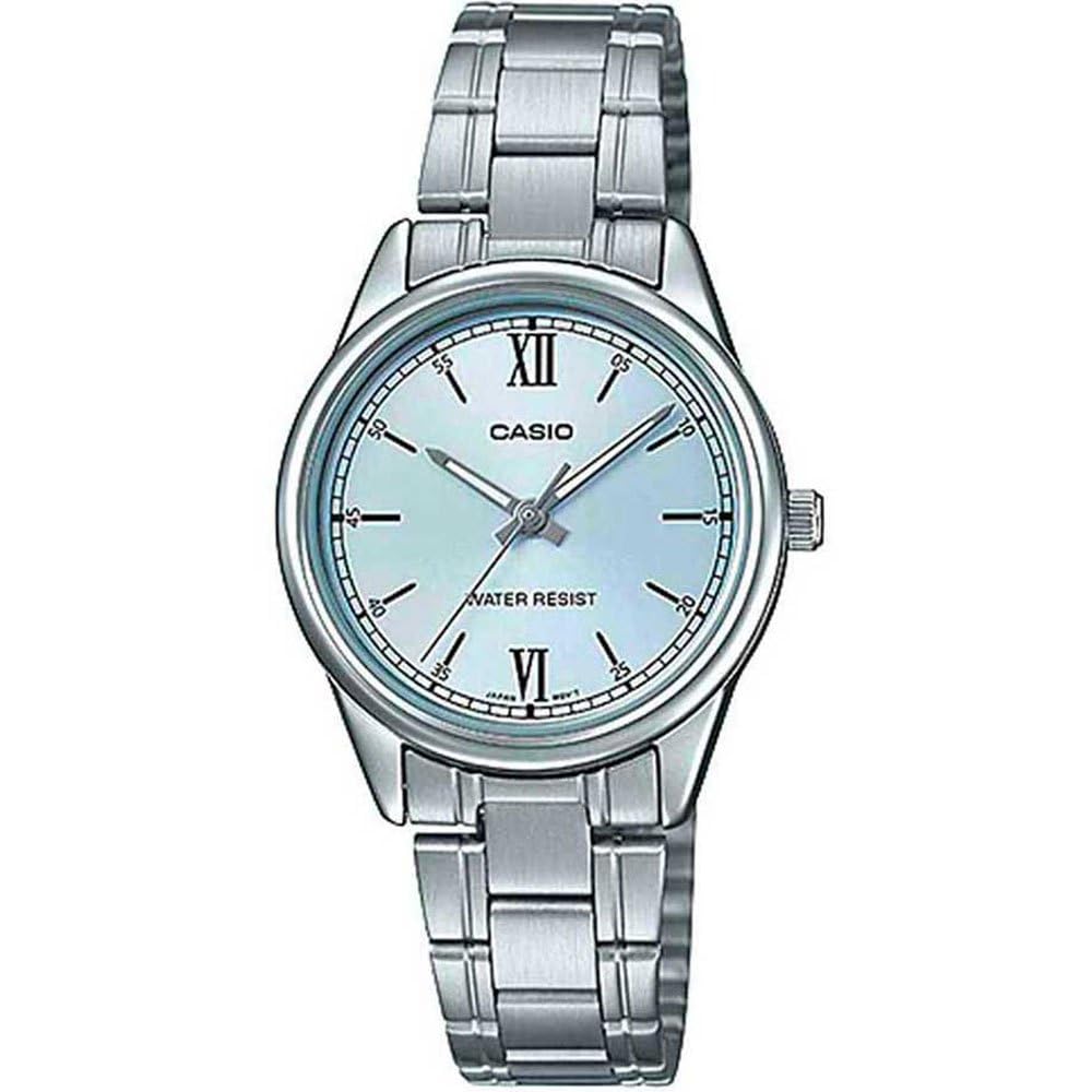 Casio Ladies Standard Stainless Steel Pale Blue Dial Analog Analog Quartz LTP-V005D-2B3 3-Hand Watch, Blue, Clock, Movement. синий