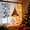 Staggered Light Pendant Lighted Christmas Ceiling Hanging Decor, Pre-Lit Tree Bell with Holiday Party Supplies Warm LED, Porch Doorway Ornament,