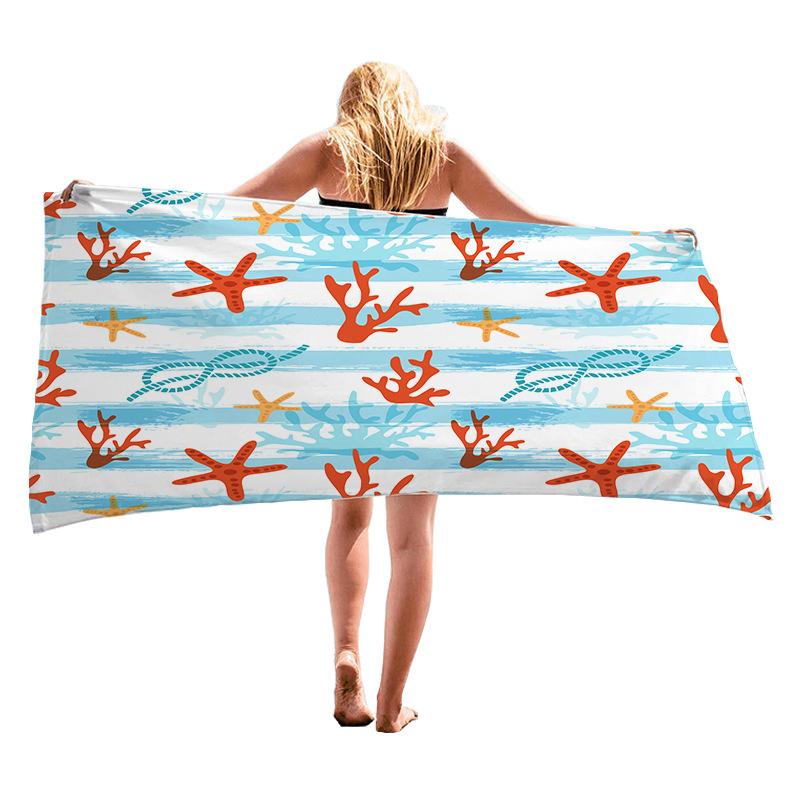 Star and moon pattern digital-printed polyester Superfine fiber double-sided fleece Beach vacation bath towel, beach towel