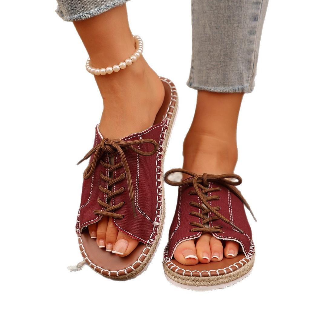 In the Summer of 2025, the New Round Head Solid Color Large Size Front Strap European and American Style Women's One-character Thick-soled Slippers.