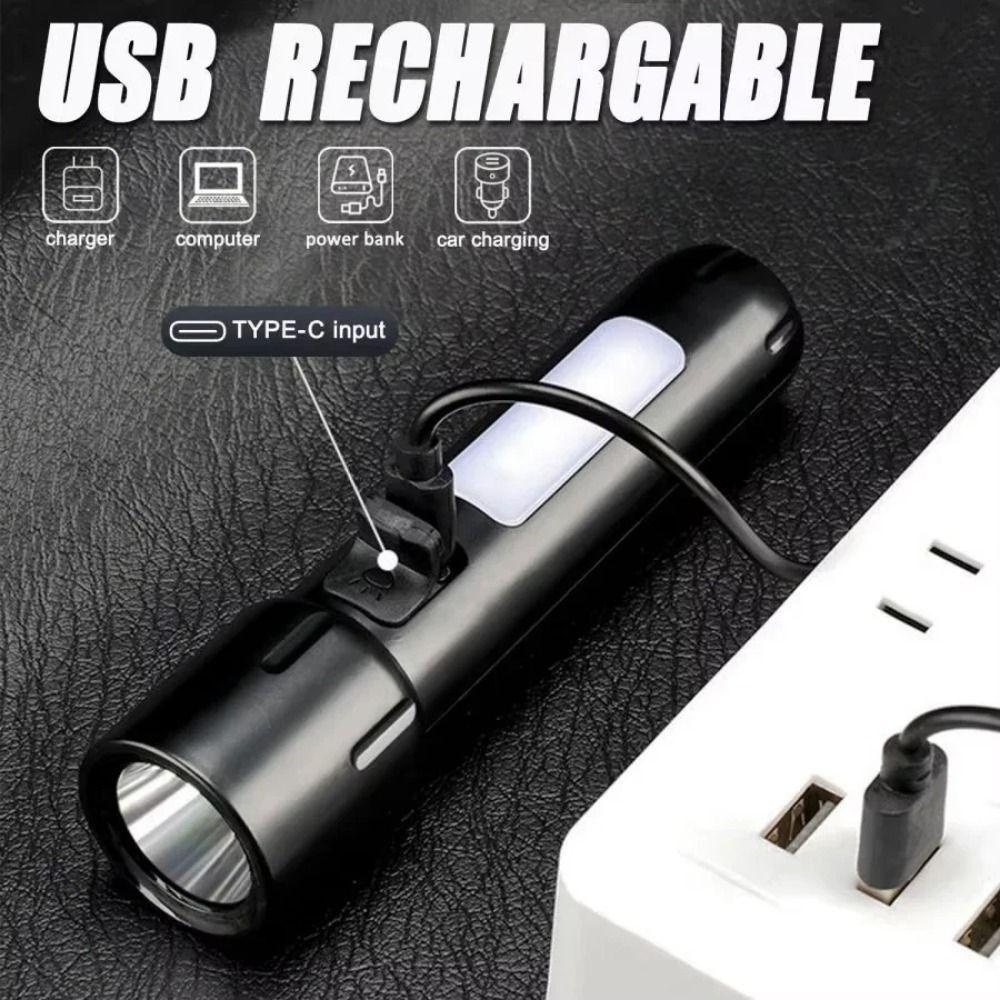 Rechargeable Strong Lighting Flashlight with 4 Lighting Modes Pocket Torch Floodlight  Fishing