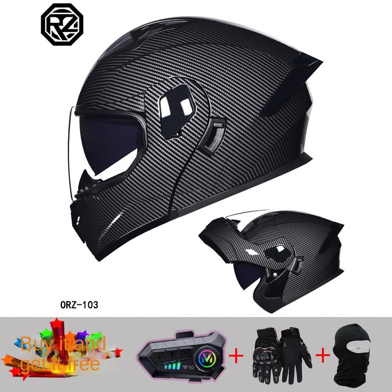 Casco modulare da motocicletta professionale da corsa 2024, materiale ABS, doppia lente, Bluetooth, certificazione DOT