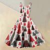 Women's Casual Sleeveless Dress with Christmas Print and Round Neck for Holiday Party