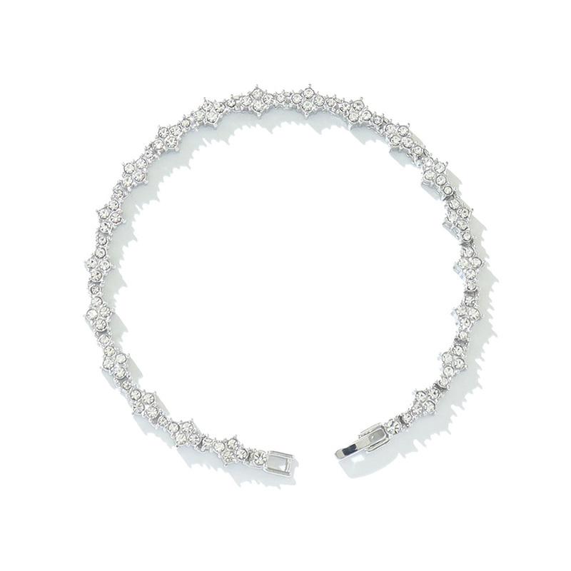 

Round Stone Star Cubic Zirconia Bracelet Hip-Hop Jewelry For Men Shiny Elegant Fashion Accessory Classic Gift For Birthday 18cm серебряный