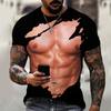 3D Casual Faux Hole Slit Print T Shirt Men White Black Summer Tee Man O Neck Short Sleeve Loose Tops Breathable Couples T Shirts