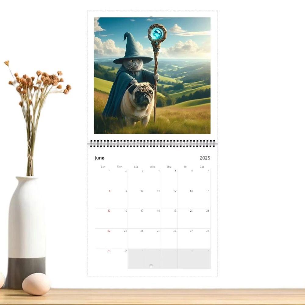 Original Illustrations Cartoon Cat Calendar Medieval Hanging Wall Calendary  Family Office Supplies