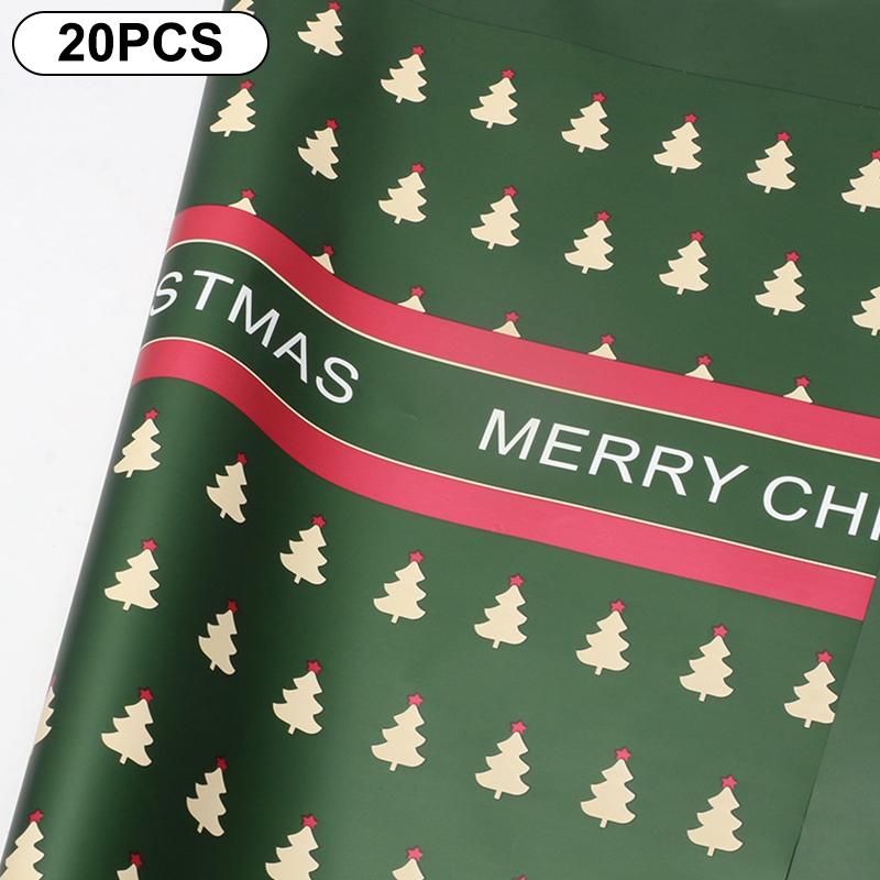 20-Count 57*57cm Flower Wrapping Papers for DIY Xmas Bouquet Packaging, Waterproof Xmas Gift Wraps