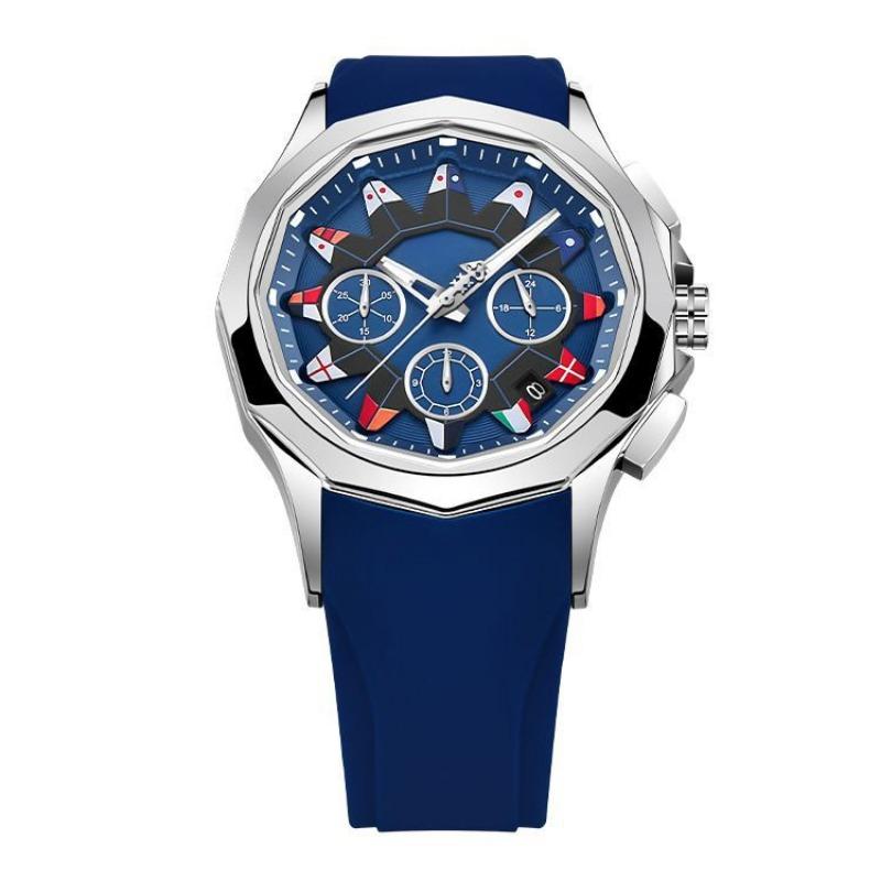 

Мужские спортивные часы, повседневные кварцевые часы, светящиеся водонепроницаемые мужские модные часы темно-синий