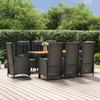 VidaXL Garden Dining Furniture 9pcs and Cushions Black Wicker 3185082