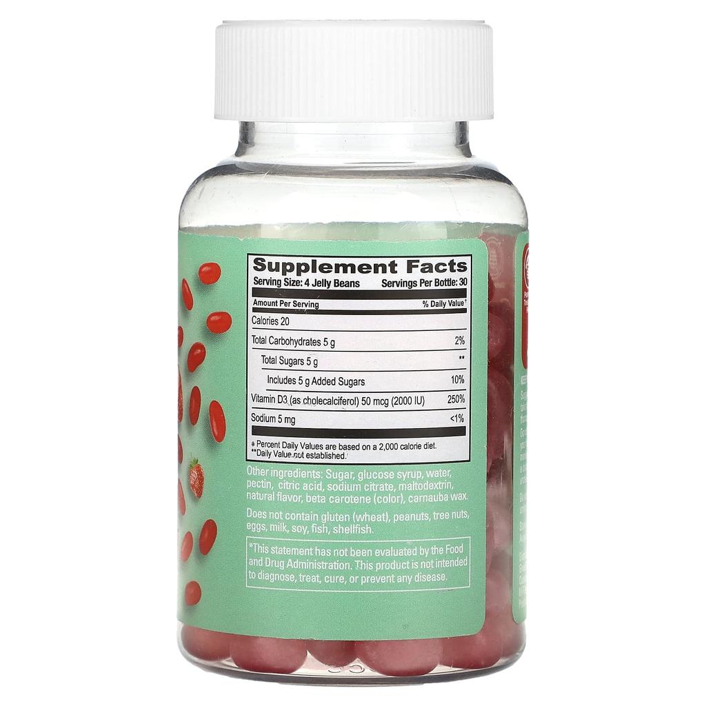 Vitamin D3 Jelly Beans, Strawberry Blast, 120 Jelly Beans