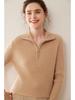 Women's High-End French Cashmere Sweater - Solid Color, Long-Sleeved, Lapel Knit Top