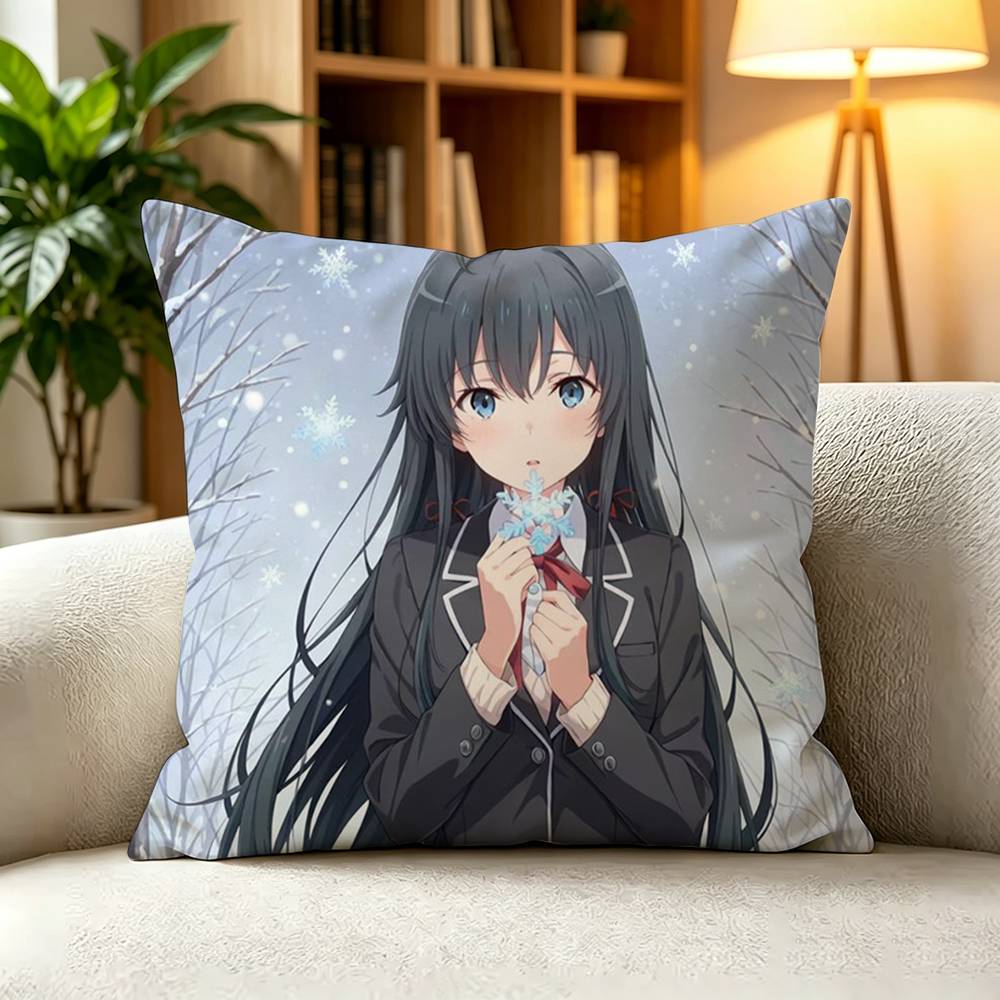 YYukino Yukinoshita My Teen Romantic Comedy SNAFU Pillow Case Square DoubleSided Sofa Cushion Cover Bedroom Bedside Pillow