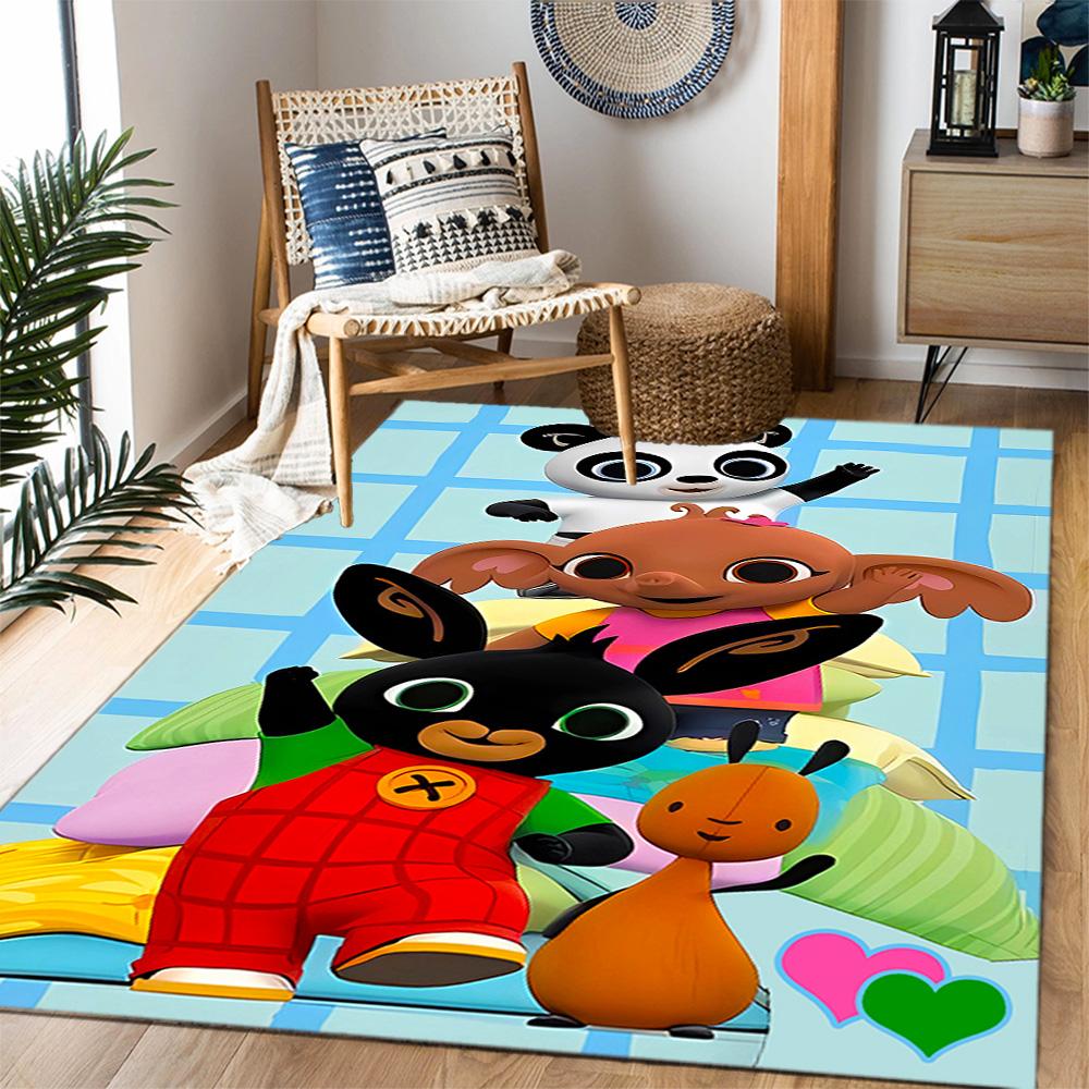 Bing Bunny And Friends Themed Anti-Slip Rugs - Polyester Home Decor, Suitable for Bedrooms, Living Rooms, Doorways, Studios, and Decorations