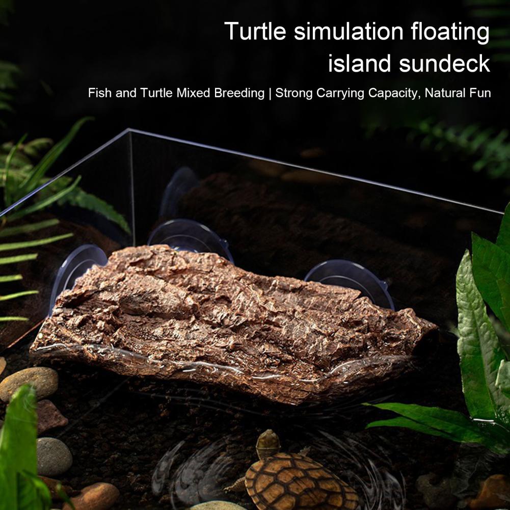 Turtle Terrace Naturalistic Turtle Basking Platform with Strong Suction Cups for Amphibians Frogs Newts Lizards