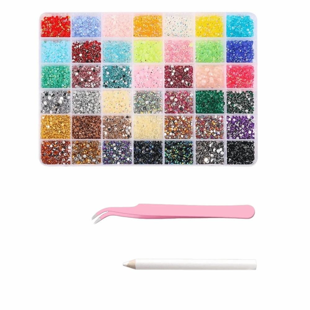 42 Girds 3D Fingernail Rhinestones 3D Glass Nail Charms Jewelry Accessories