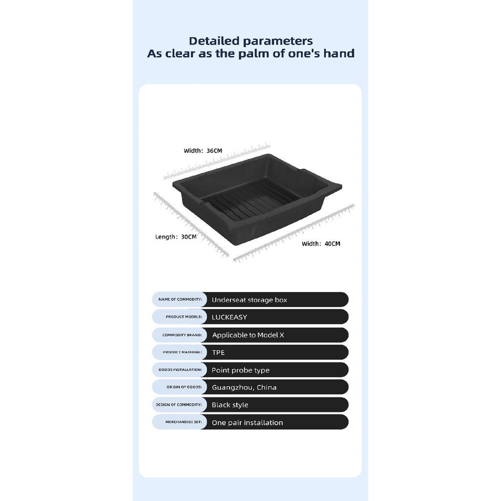 For Tesla Model X Under Seat Storage Box Car Interior Accessories Drawer Type Storage Organizer Lower Box Case 2023-2025