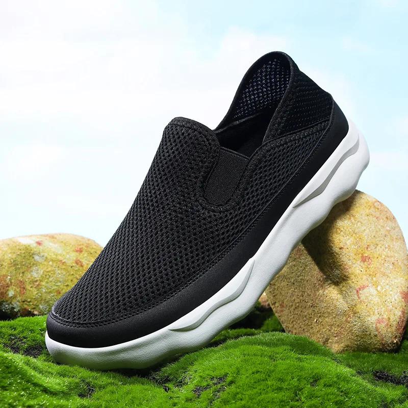 Summer Shoes Men Couple Casual Shoes Fashion Lightweight Breathable Walking Sneakers Slip-on Mens Mesh Flats Shoes Plus Size 48