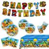 1 SET/66 STÜCK Shanhaijing Happy Birthday Thema Cartoon Kindergeburtstagsparty Zubehör Geschirr Lustige Geburtstagsdekorationen Fahne