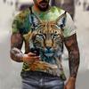 Summer Men's Summer Men's Casual T-shirt 3d Printed Lynx Bobcat Print Unisex Short-sleeved Fashion Trend Home Wear
