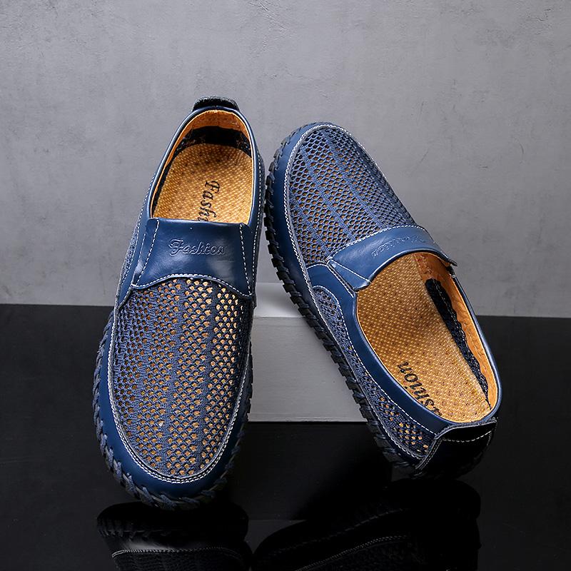 Sommermode Neue Herren Komfort Handgefertigt Air Mesh Atmungsaktiv Freizeitschuhe Männlich Outdoor Walking Schuhe Zapatos Hombre