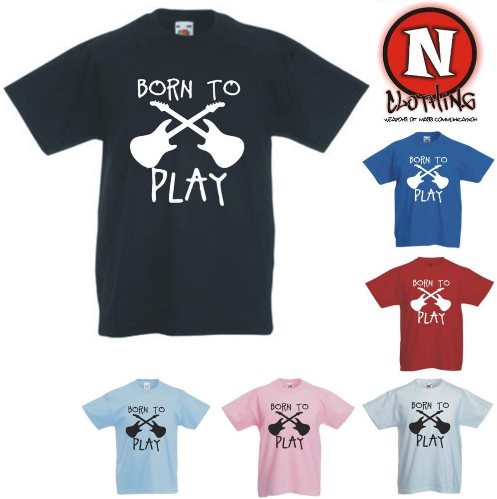 Born to play guitar kids childrens rock star band music T-shirt 3yrs upto 13yrs