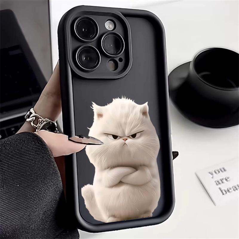 Cute Black Cat Soft TPU Phone Case For iPhone 16 15 14 Pro Max 13 12 11 Pro Max 7 8 Plus XR X XS 16E Shockproof Silicone Cover