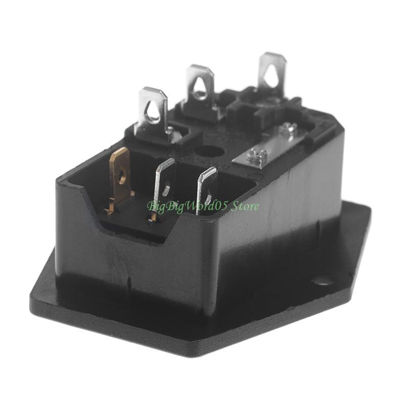 24TE 10Amp 250V Inlet Module Plugs Male Power Outlet with Fuses Switches  Switches Power Outlet Inlet Module Plugs Easy to Use