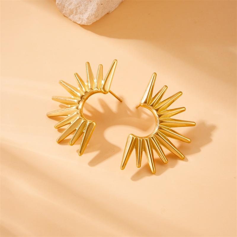 gold sunburst stud earrings for women