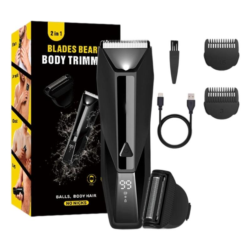 Groin & Body Hair Trimmer for Men Electric Trimmer Pubic Trimmer Body Shaver Waterproof Wet/Dry Body Shaver Groomer