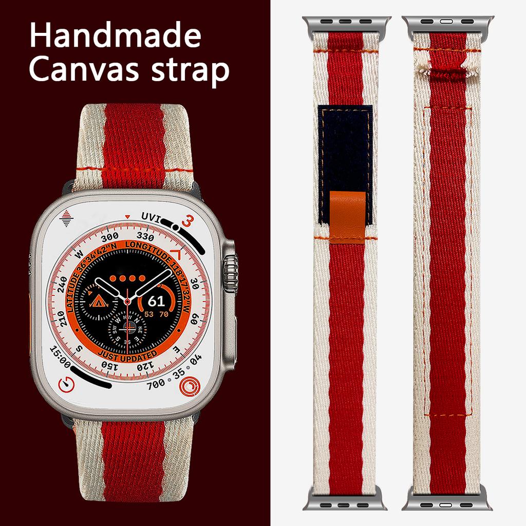 Do zegarka Apple Watch 10 46 mm/Ultra 2/Ultra 49 mm/9 8 7 45 mm/SE (2023) SE (2022) SE 6 5 4 44mm/3 2 1 42mm Pasek do zegarka z płótna w kontrastowym kolorze
