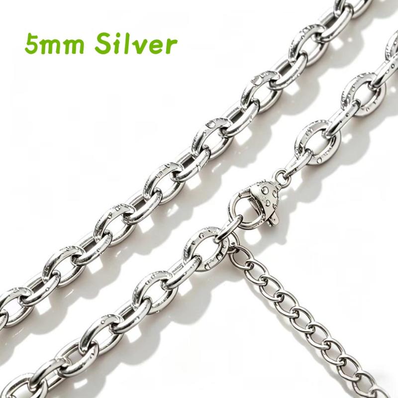 Stainless Steel High Polish Simple Lockbone Chain Unisex Commuter Versatile Non-Fading Basic O-Link Necklace