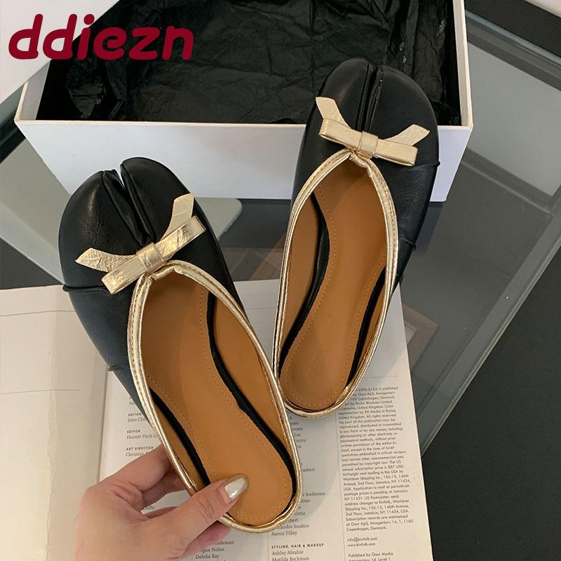 Fashion Female Shallow Footwear Strange Toe Ladies Flats With Shoes Soft Fashion Butterfly-Knot Flats Shoes Slides Women Mules