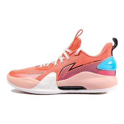 Li Ning Flash 7 Antiderrapante Resistente ao Desgaste Absorção de Choque Cano Baixo Sapatos de Basquete Tênis Masculinos Chá-Flor-Vermelho ABPT013-8