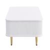 Center Table Coffee Golden Handles with Two Drawers Large Storage Space Curved Sofa Corners Wavy Side Storing MDF Rectangle Shape Tea Home Furniture