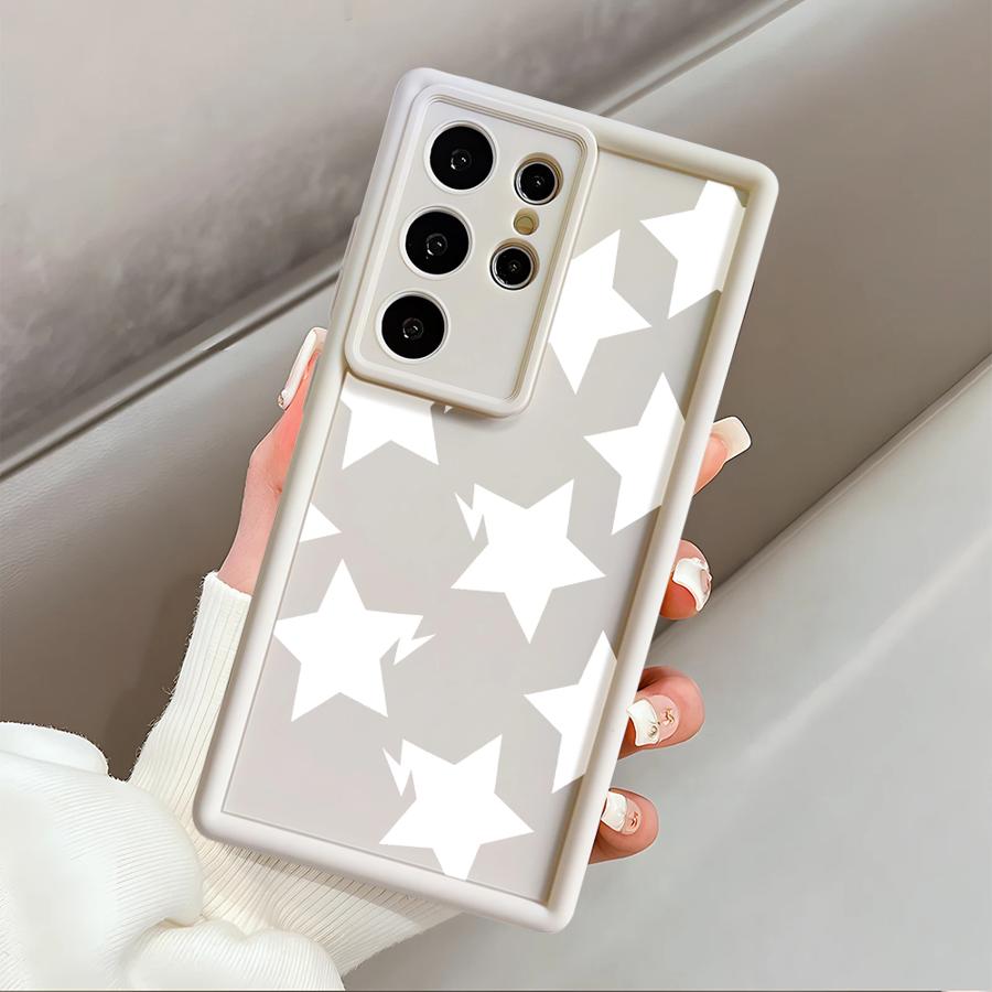 Phone Cover Case for Samsung Galaxy S26 Ultra S22 S24Ultra S20FE S25 S21 S25 Edge S23 FE S24 Plus Black White Stars Lichee Galaxy S21