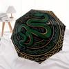 Green Serpent Circular Rug: Unique Home Decor with Intricate Design Umbrella, Portable 3-Fold Compact Umbrella for Men & Women R130