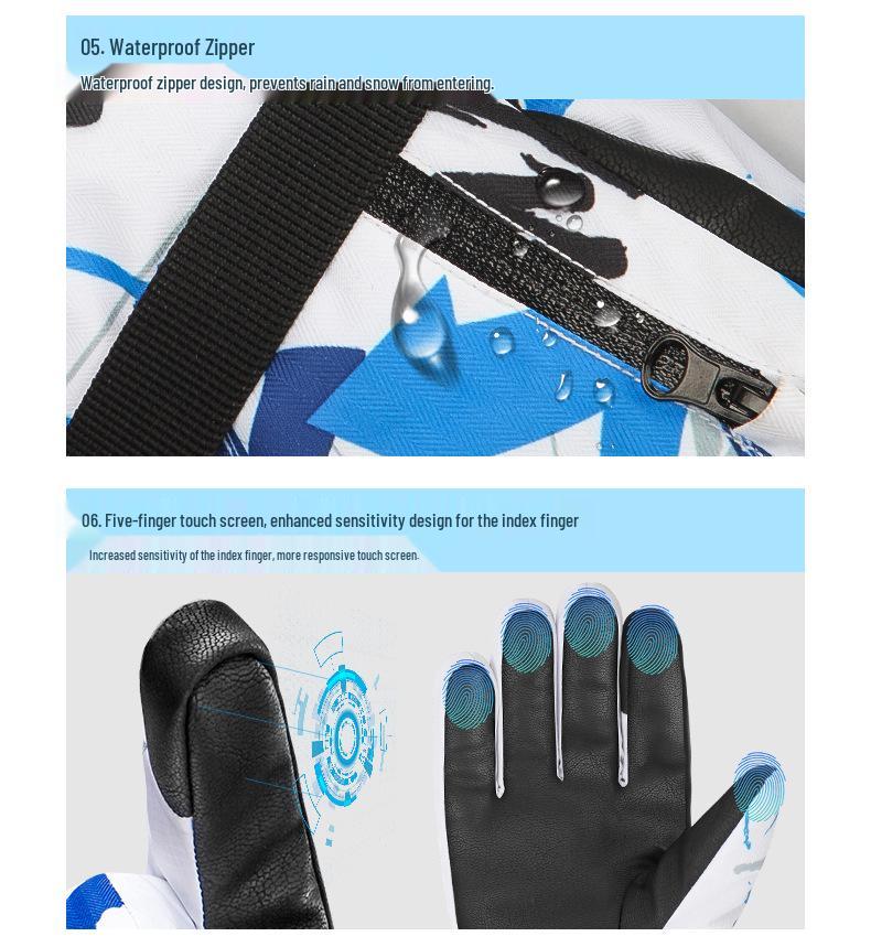 Yirenxing Winter Ski Gloves: Fleece-Lined, Waterproof, Non-slip, Windproof Motorcycle Gloves for Men and Women.