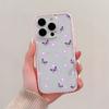 Funda de Teléfono Transparente Rosa de TPU con Mariposa y Flor Morada Para iPhone 11 12 13 14 15 16 17 Pro Max Plus Cubierta de Silicona a Prueba de Golpes