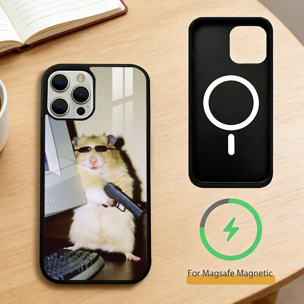 

Cute Gym Hamster Phone Case For iPhone 17,16,15,14,13,Pro,Max,Plus,Magnetic For Magsafe Wireless Charging iPhone17Air