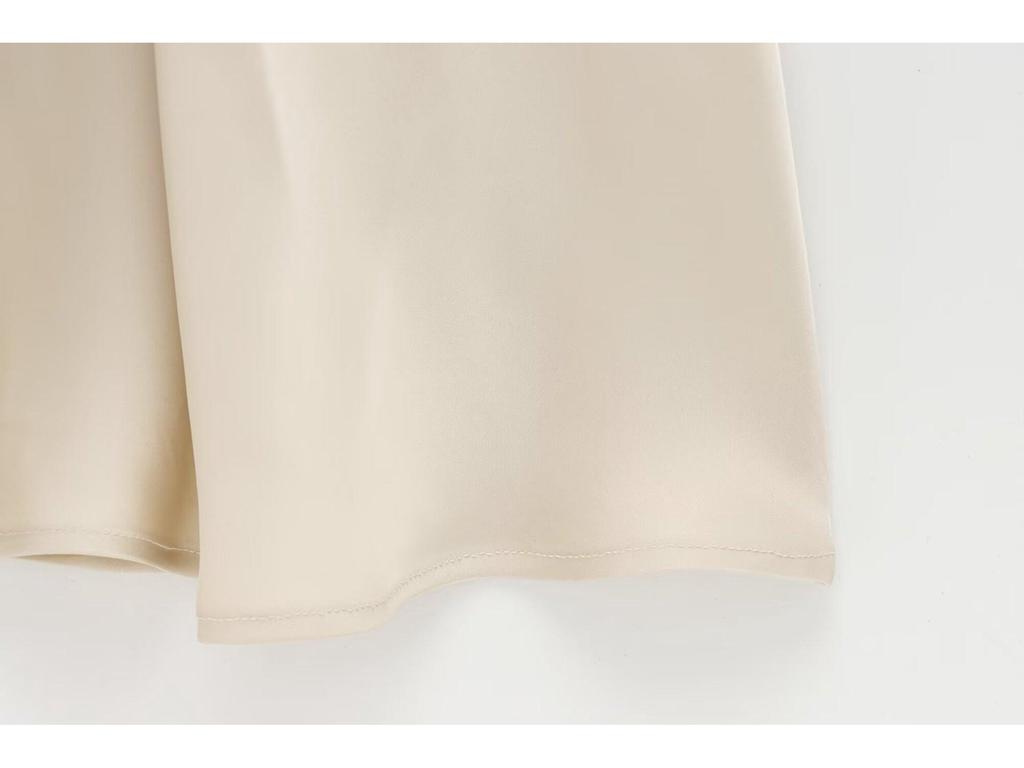 2025 Spring Women's European & American Style Silk Satin Slimming Knot Dress