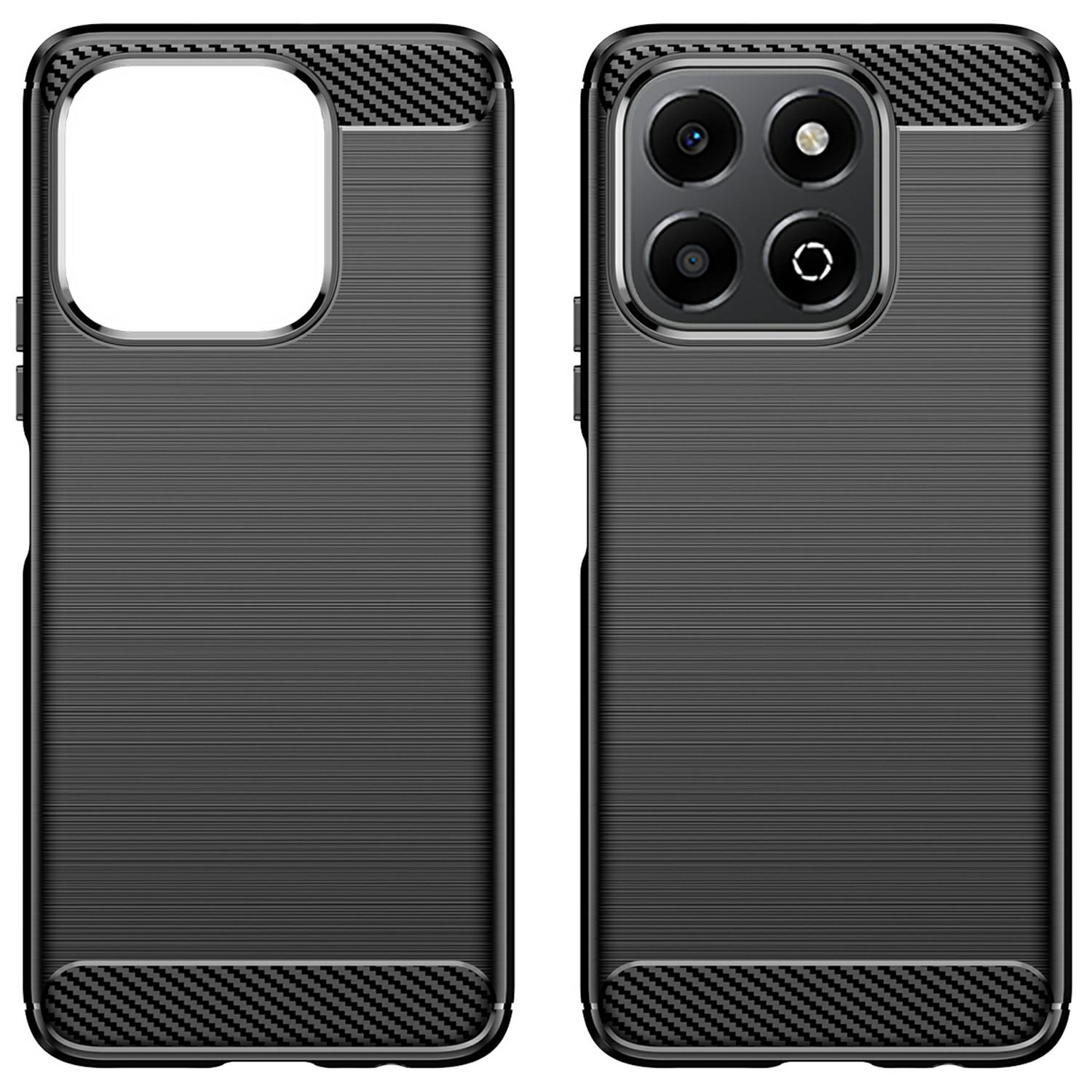 

For Honor X6b 4G Case Carbon Fiber Texture TPU Brushed Phone Cover Black