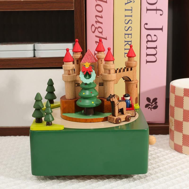 Christmas Music Box Beech Wood Healthy Musical Gift for Kids Adults Birthday Present Ornament Fine Workmanship Elegant Melody