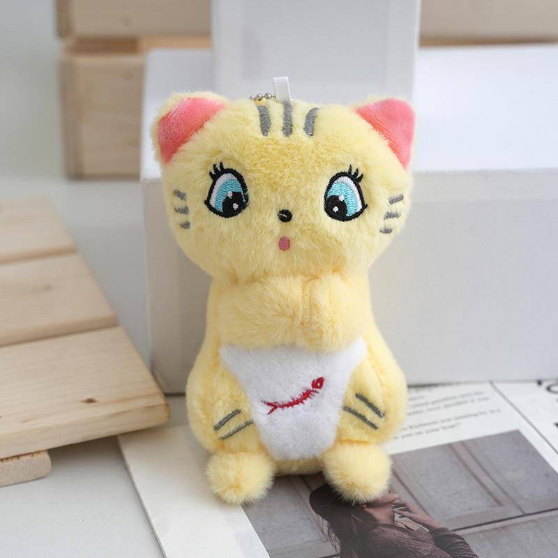 Entzückender Plüsch Katze mit großen Augen Schlüsselanhänger Weiches Spielzeug für Frauen Rucksackanhänger Exquisiter Autoschlüsselanhänger Niedliches Geschenk