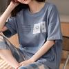 Lounge-Nachtwäsche, O-Ausschnitt, atmungsaktiv, für Mädchen, Sommer, Cartoon-Druck, T-Shirt, bauchfreie Hosen, Set für den täglichen Gebrauch
