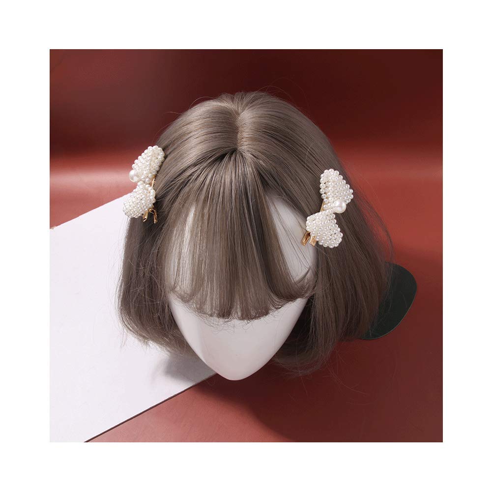 Girls' Hair Ornament, Pearl White Ribbon, 2-Piece Set, Hair Ornament, Hair Clip, Hair Clip, Stylish and Cute for Formal Occasions, Birthday Parties,