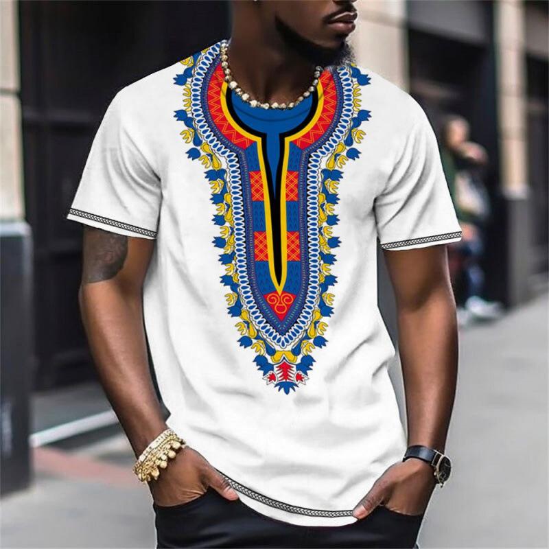 Dashiki tribale africano T-shirt 3D da uomo Moda Fresco Quotidiano Stile etnico T-shirt Outdoor Street Personalità Top Abbigliamento estivo