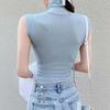 Corea del Sud Dongdaemun Gilet Senza Maniche Trasparente a Collo Alto - Top Sexy Slim Fit da Donna