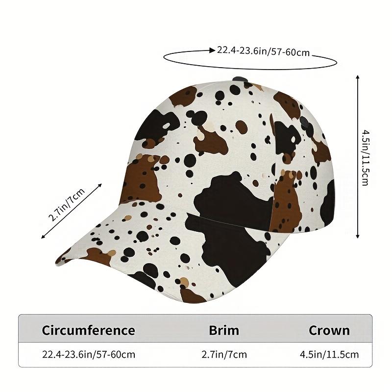 1pc of a Classic Baseball Cap Featuring a Brown And White Cow Spots Design a Lightweight, Adjustable Duckbill Hat